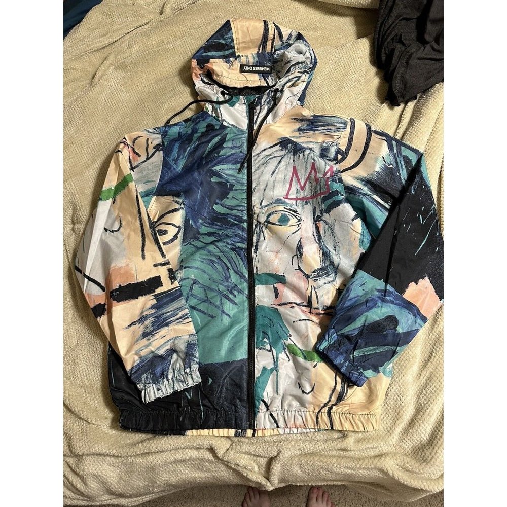 NWOTMembers Only x Jean-Michel Basquiat Jacket Men's Small Abstract Fine Art AOP